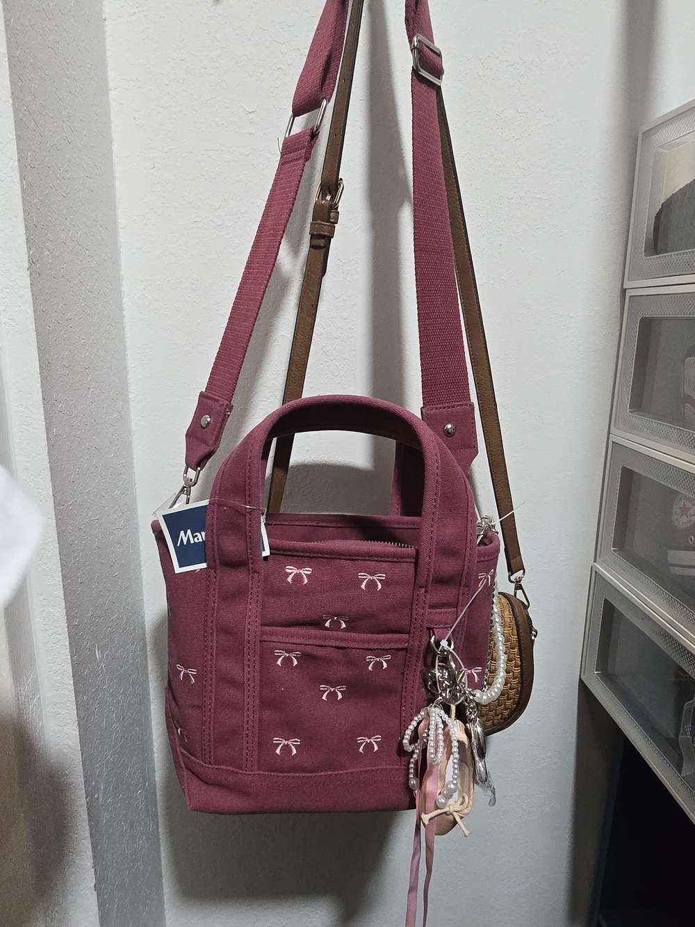 Madden GIRL Mini Tote Bag in Wine / Burgundy Color